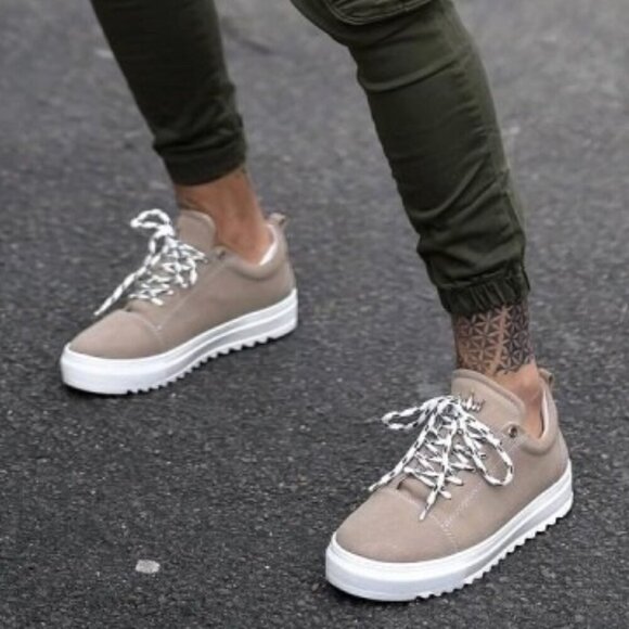 NEW MARTIN VALEN Low Top Suede Sneakers Size 13 Comfort Beige Round-Toe Casual - Picture 4 of 9